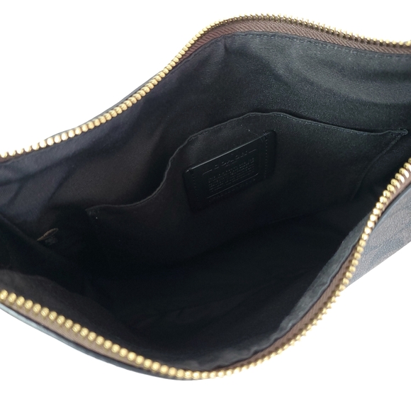 COACH Ellie File Bag In Signature Canvas  Crossbody Bag Gold/Brown Black - Picture 8 of 10